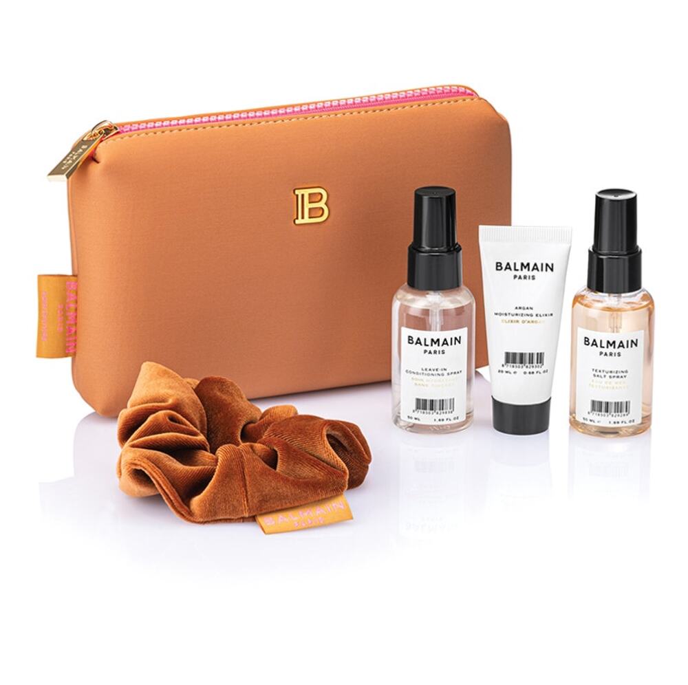 BALMAIN HAIR Limited Edition Cosmetic Bag Gift Set Medium Brown $149